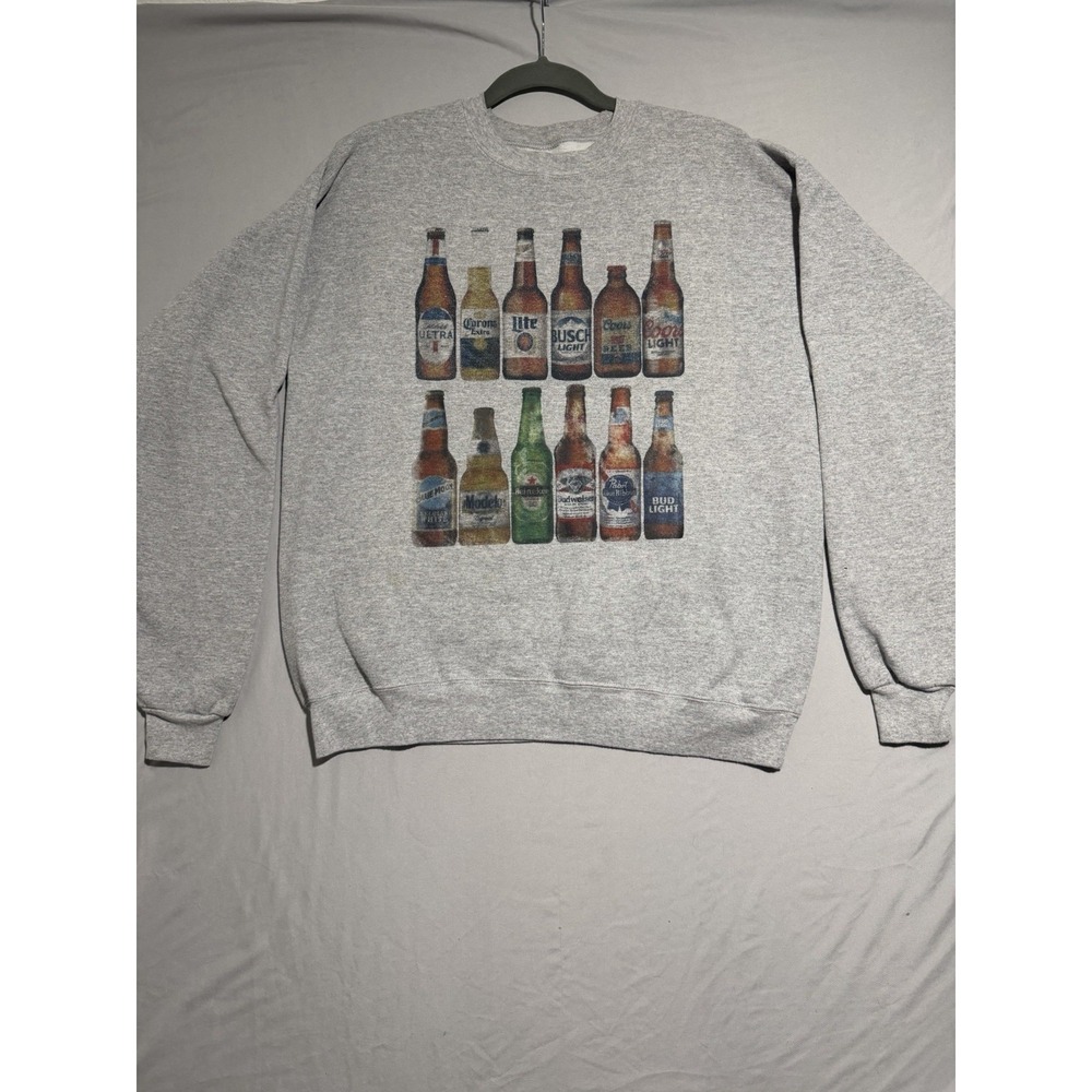 unbranded‎ no Tag grey sweatshirt, 'beers', men's large pullover sweater
